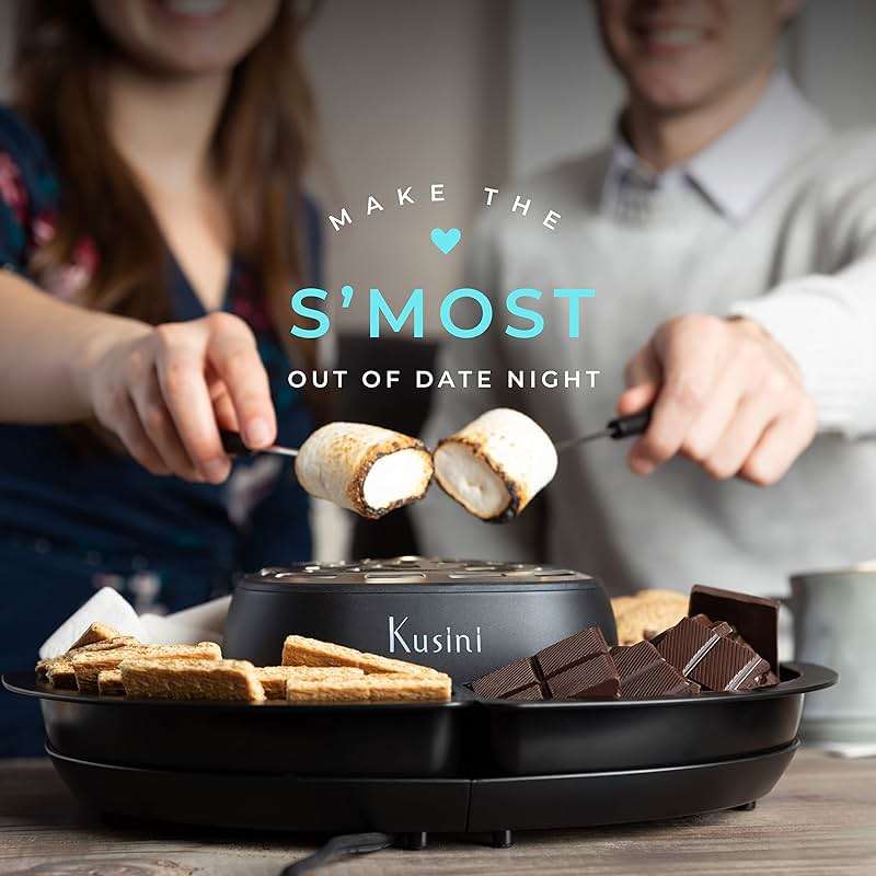 Kusini Smores Maker Tabletop Indoor - Flameless Electric Marshmallow Roaster – 4 Detachable Trays & 4 Roasting Forks – Gift Set & Date Night Idea. Movie Night Supplies & Housewarming Gift - Image 4