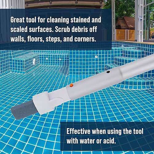 U.S. Pool Supply Pool Cleaning Pumice Stone with Pole Handle, 3 Pack - Clean Remove Rust Stains on Concrete, Calcium Build-Up on Tiles, Scrub Debris Off Walls, Floors, Steps, Corners - Image 5