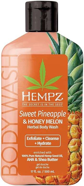 Hempz Body Wash - Sweet Pineapple & Honey Melon - Hydrating for Sensitive Skin, Scented, Exfoliating with Shea Butter, Pure Hemp Seed Oil, and Algae for Sensitive Skin - 17 fl oz - Image 1