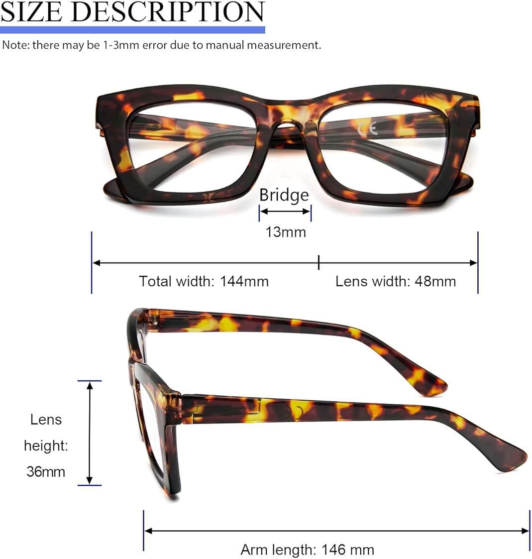 REAVEE 6 Pack Reading Glasses for Women Blue Light Blocking, Cute Square Computer Readers with Spring Hinge - Image 5