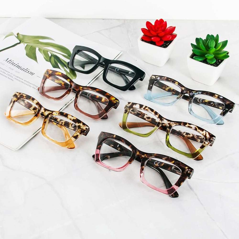 REAVEE 6 Pack Reading Glasses for Women Blue Light Blocking, Cute Square Computer Readers with Spring Hinge - Image 7