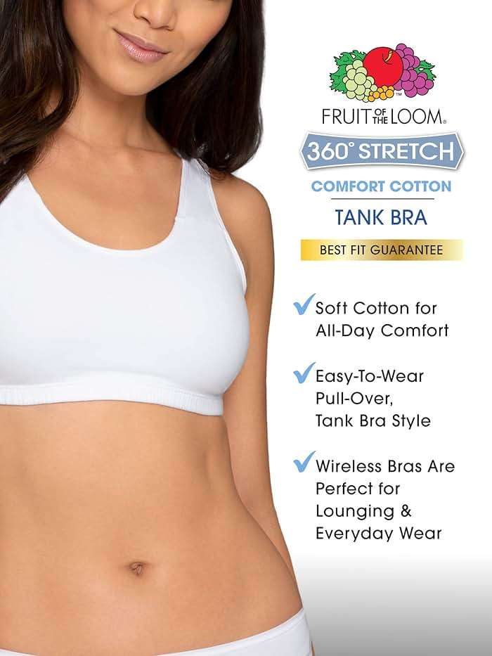 Fruit of the Loom Women's Cotton Tank Bra for Women - Ultimate Comfort & Breathable Fit - Image 4