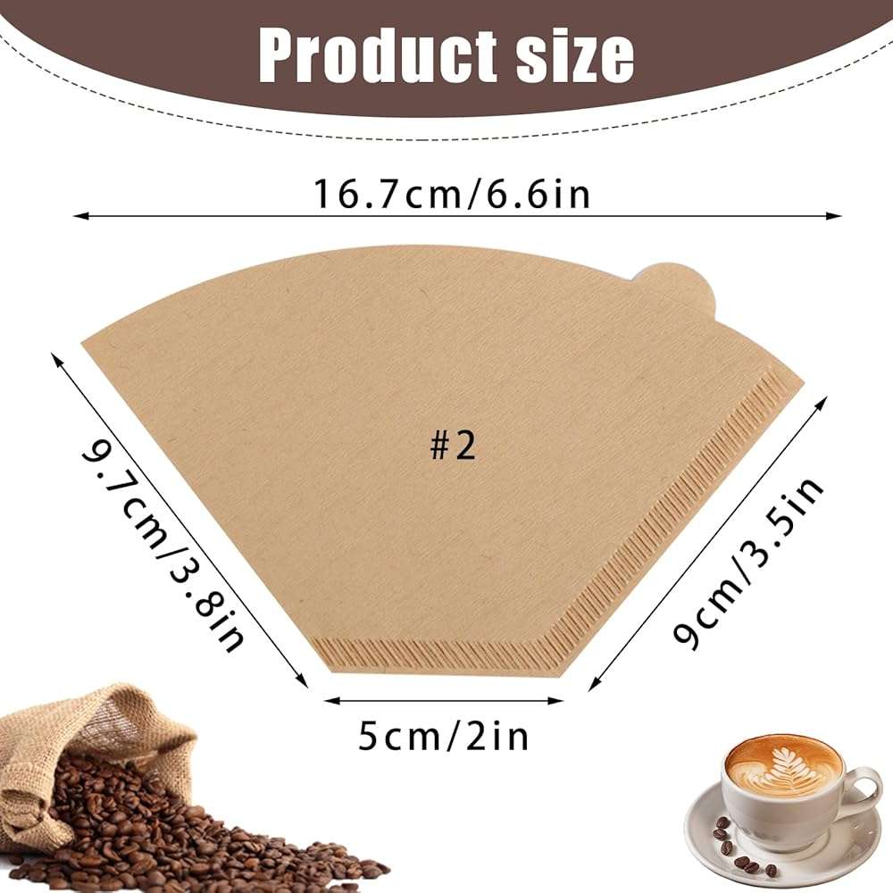 200 Count Coffee Filter #2, 2 Coffee Filters Cone Unbleached Disposable Coffee Filters 2 Cone Paper Fits for Drip and Compatible with Pour Over Coffee Maker(2-6 Cup) - Image 3