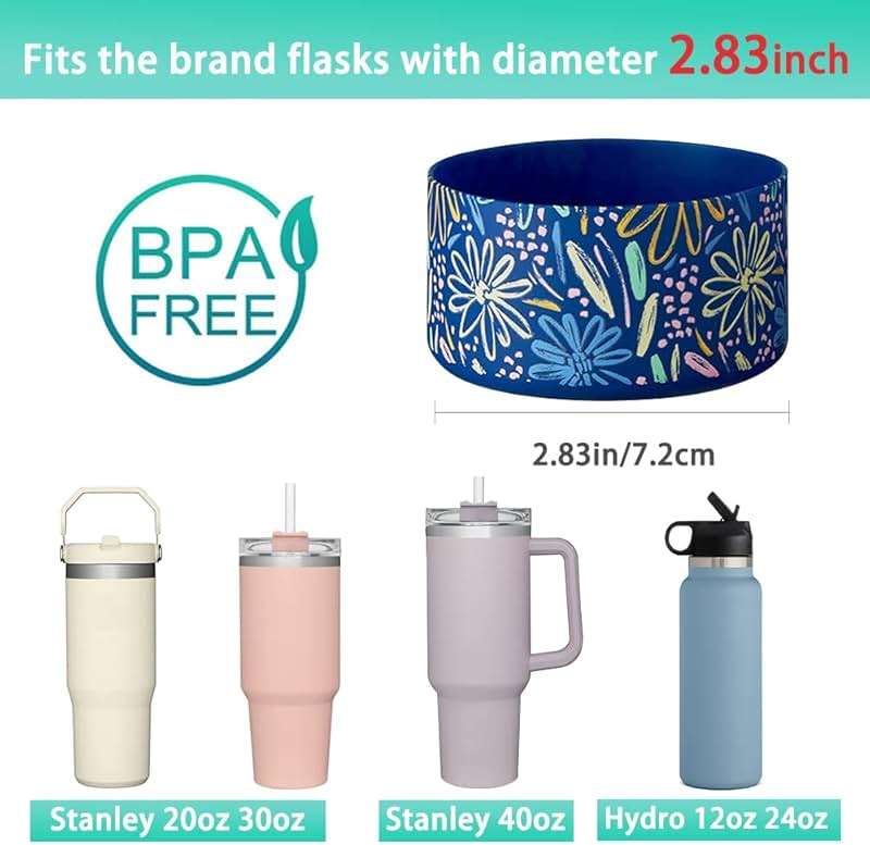 2 Pcs Tumbler Bottom Protector Boot for Stanley Quencher Adventure 40oz & Stanley IceFlow 20oz 30oz and Compatible with Hydro Flask Water Bottle 12oz 21oz 24oz Stealth Landing (Transparent/blue) - Image 3