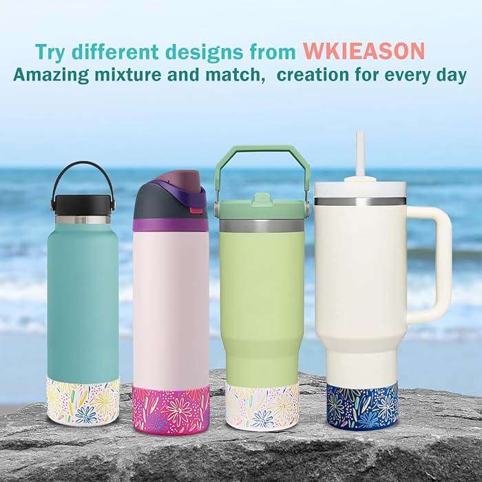 2 Pcs Tumbler Bottom Protector Boot for Stanley Quencher Adventure 40oz & Stanley IceFlow 20oz 30oz and Compatible with Hydro Flask Water Bottle 12oz 21oz 24oz Stealth Landing (Transparent/blue) - Image 5