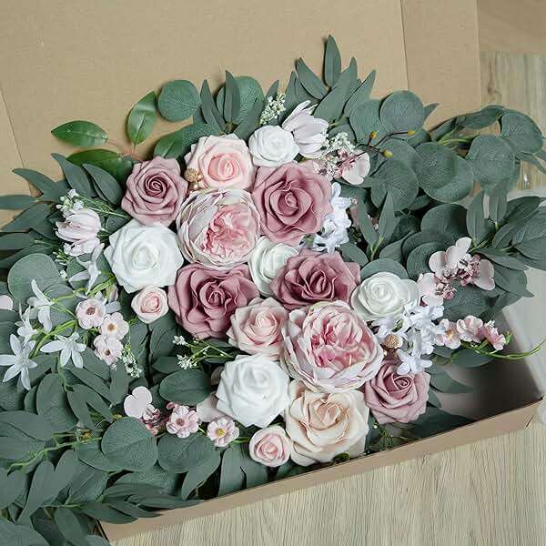 PONATIA Small Wedding Arch Flowers (Pack of 2), Artificial Dusty Rose Flowers for Wedding Welcome Signs Decorations and Arch Flower For Wedding Ceremony Reception (Dusty Rose & Blush) - Image 3