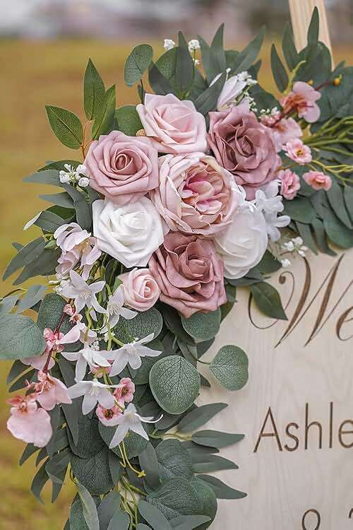 PONATIA Small Wedding Arch Flowers (Pack of 2), Artificial Dusty Rose Flowers for Wedding Welcome Signs Decorations and Arch Flower For Wedding Ceremony Reception (Dusty Rose & Blush) - Image 5