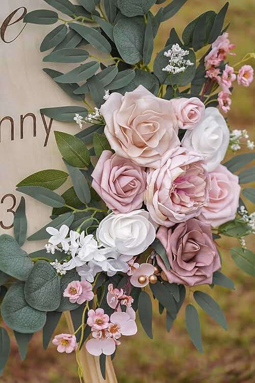 PONATIA Small Wedding Arch Flowers (Pack of 2), Artificial Dusty Rose Flowers for Wedding Welcome Signs Decorations and Arch Flower For Wedding Ceremony Reception (Dusty Rose & Blush) - Image 6