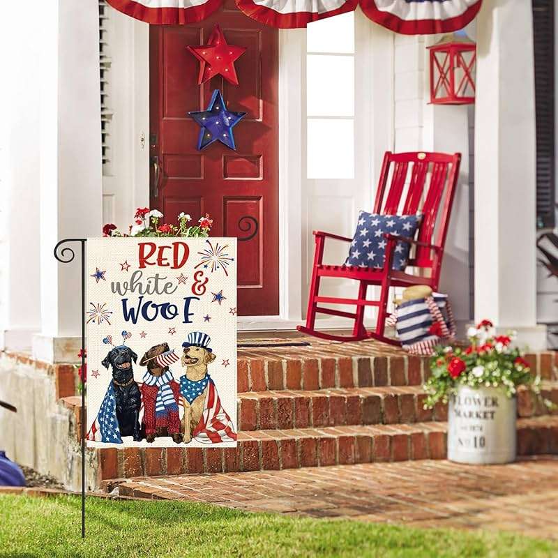 AVOIN colorlife Patriotic 4th of July Dogs Garden Flag 12x18 Inch Double Sided, Memorial Day Independence Day American Stars and Stripes Yard Outdoor Decoration - Image 2