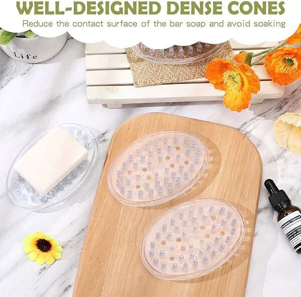 Maitys 10 Pcs Plastic Soap Dishes Non Slip Soap Saver Clear Bar Holder Tray with Holes for Shower Bathroom Kitchen Toilet Sink Counter Bath Tub Sponge 4.5 x 3 x 0.7 Inches - Image 7