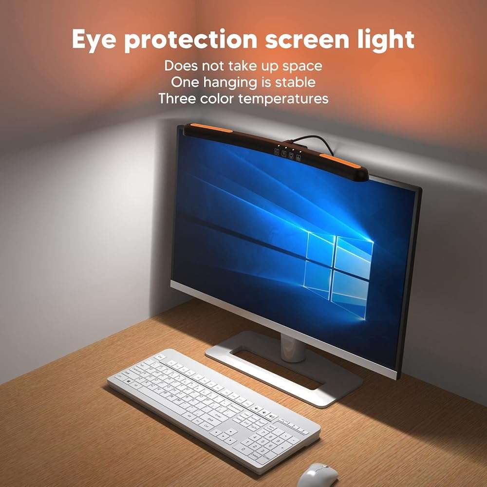 Luqeeg Curved Monitor Light Bar, Computer Monitor Lamp, Touch Dimming Screen Light Bar LED Monitor Light Reading Light with 3 Color Temp Modes & 7 Color RGB Adjustable for Office Home - Image 3