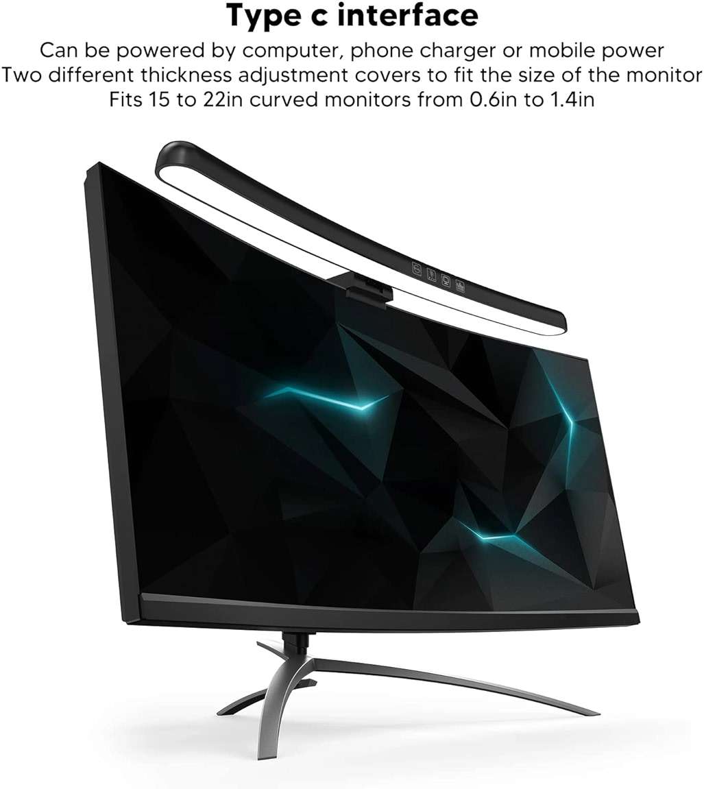 Luqeeg Curved Monitor Light Bar, Computer Monitor Lamp, Touch Dimming Screen Light Bar LED Monitor Light Reading Light with 3 Color Temp Modes & 7 Color RGB Adjustable for Office Home - Image 5