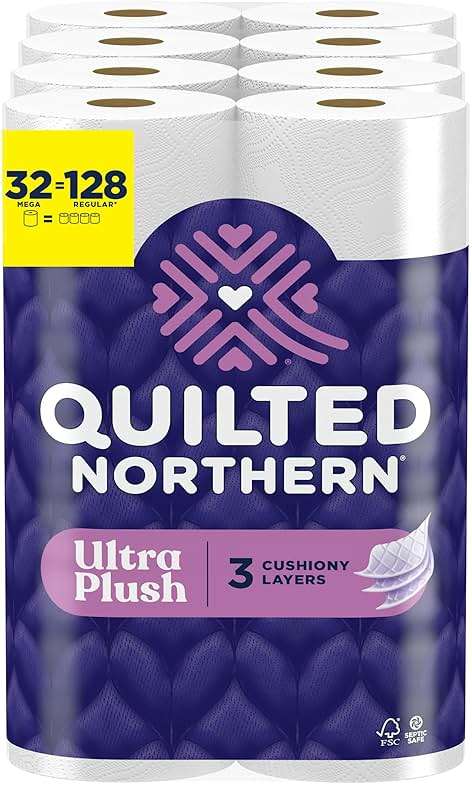 Quilted Northern Ultra Plush Toilet Paper, 32 Mega Rolls = 128 Regular Rolls, 4X More Absorbent*, 3-Ply Soft Toilet Tissue - Image 2