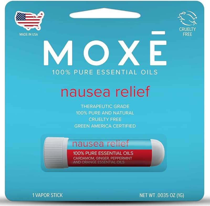 MOXE Nausea Nasal Inhaler Sticks, All Natural Essential Oil Blend, Ginger, Cardamom, Peppermint, Sweet Orange, Upset Stomach, Headaches, Easy-to-Use Portable Aromatherapy, Made in USA, 1 Pack - Image 1