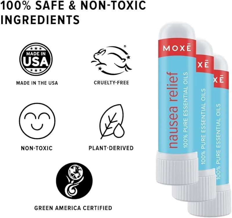 MOXE Nausea Nasal Inhaler Sticks, All Natural Essential Oil Blend, Ginger, Cardamom, Peppermint, Sweet Orange, Upset Stomach, Headaches, Easy-to-Use Portable Aromatherapy, Made in USA, 1 Pack - Image 4