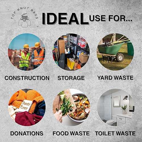 Top Knot Bags 45 Gallon Garbage Trash Bag 40X46" 1.5 Mil Black 100 Count Can Liner Bulk 40 Gallon 41 Gallon 42 Gallon 43 Gallon 44 Gallon Made in USA - Image 6