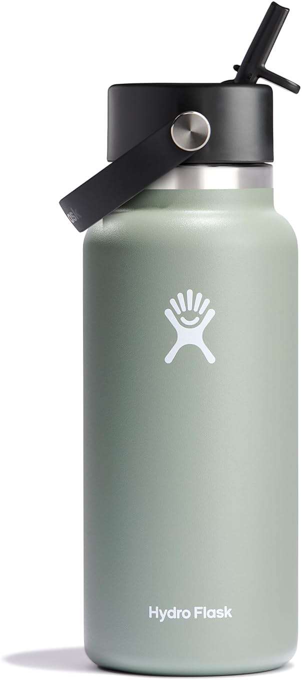 Hydro Flask Water Bottle - Insulated Stainless Steel - Wide Mouth Flex Straw Lid, Non Spill, Leakproof and Refillable in Agave 32 Oz - Image 1