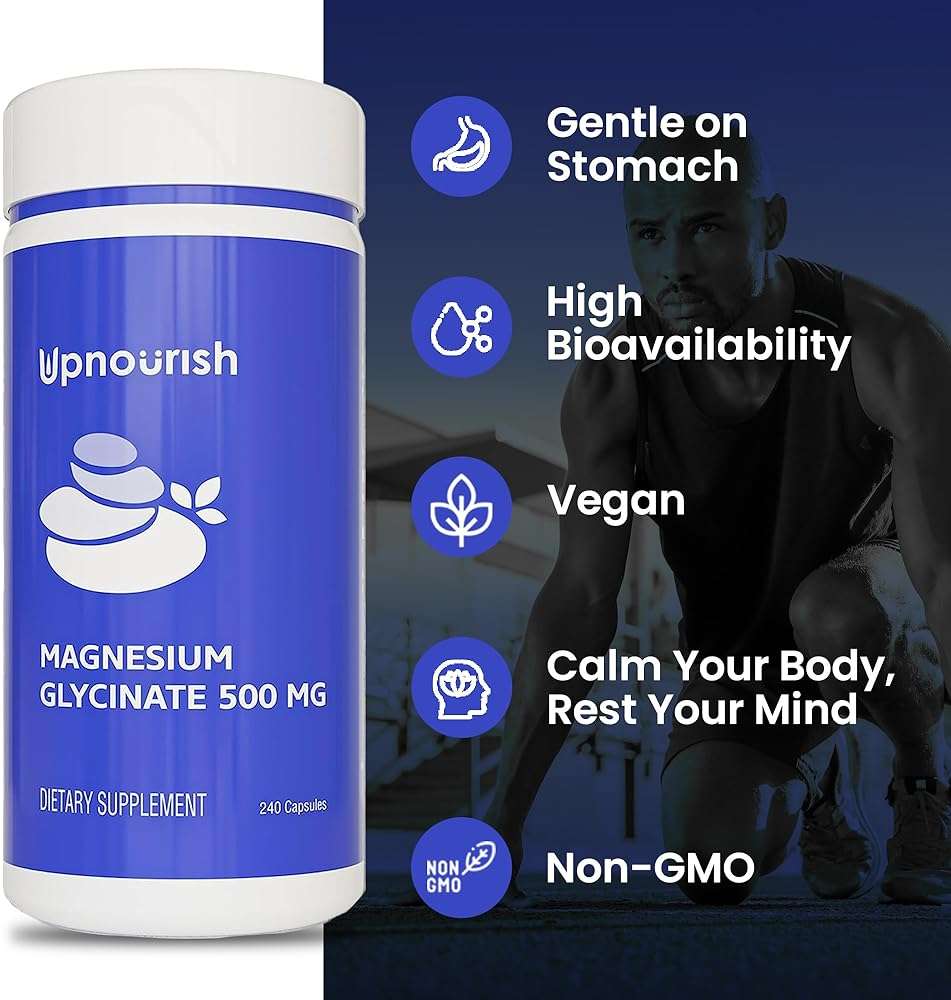 UpNourish Magnesium Glycinate Chelate 500mg Capsules - Highly Absorbable Chelated Magnesium - Pure Magnesium Supplement for Sleep & Calm Support, Nervous, Muscle & Bone Health - Image 6