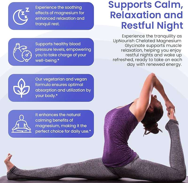 UpNourish Magnesium Glycinate Chelate 500mg Capsules - Highly Absorbable Chelated Magnesium - Pure Magnesium Supplement for Sleep & Calm Support, Nervous, Muscle & Bone Health - Image 7