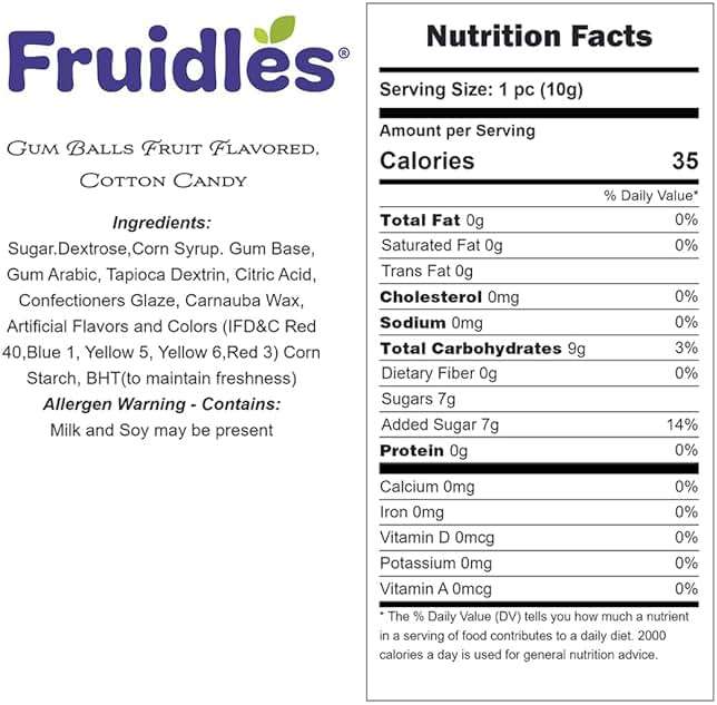 Fruidles Gum Balls Fruit Flavored, Candy Buffet Treats, Machine Size Refills, Kosher Certified Parve, 1" Inch (Cotton Candy, Half-Pound) - Image 2