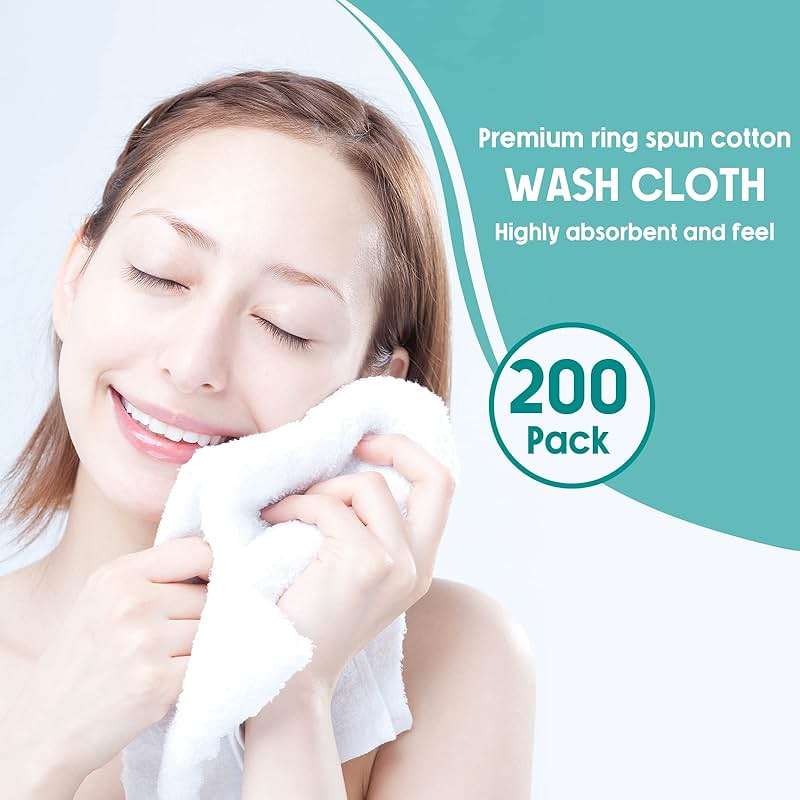 Buryeah 200 Pieces Cotton Washcloths 100% Ring Spun Cotton Wash Cloths Bulk Absorbent and Soft Feel White Towels for Bathroom, Spa, Gym and Face Cleaning (12 x 12 Inches) - Image 4