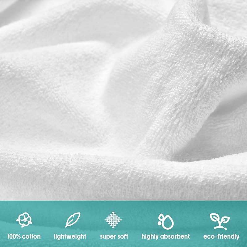 Buryeah 200 Pieces Cotton Washcloths 100% Ring Spun Cotton Wash Cloths Bulk Absorbent and Soft Feel White Towels for Bathroom, Spa, Gym and Face Cleaning (12 x 12 Inches) - Image 5