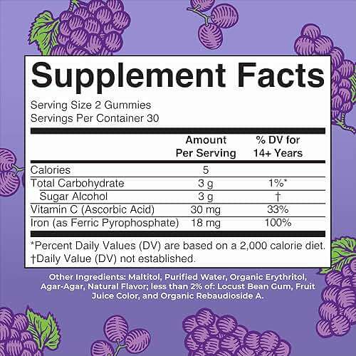 MaryRuth's Iron Gummies for 14+ with Vitamin C for Absorption | Sugar Free | Gummy Iron Supplement + VIT C | Energy Metabolism | Cellular Health | Immune Support | Vegan | Non-GMO | 60 Count - Image 2