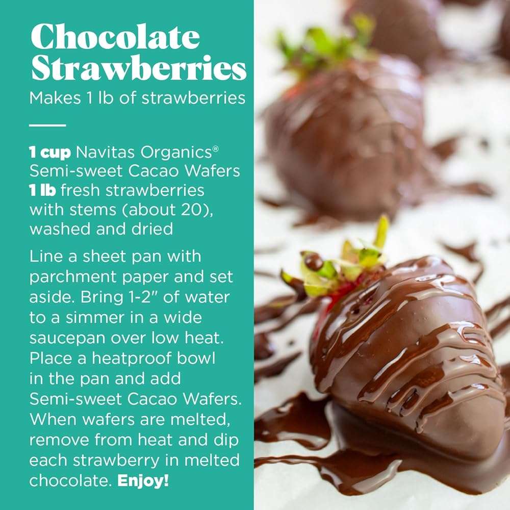 Navitas Organics Semi-sweet Cacao Wafers – 60% Cocoa – Dark Chocolate for Baking & Snacking – Ethically Sourced Chocolate – USDA Organic, Fairtrade, Non GMO, Gluten Free (8oz. Bag, 17 Servings) - Image 4