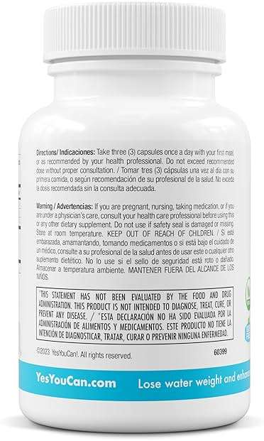 Yes You Can! Natural Water Lipo Pills - Diuretic Cleanse with Electrolytes & Vitamins - Helps with Water Retention - Gluten-Free, 21 Capsules Per Bottle (2 Pack) - Image 8