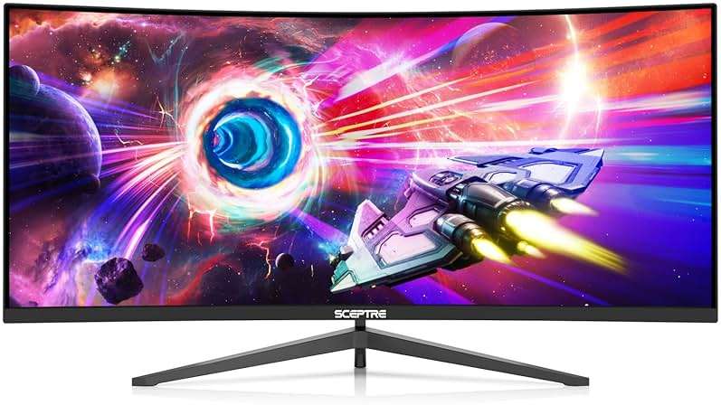 Sceptre 34-Inch Curved Ultrawide WQHD Monitor (3440 × 1440), R1500, up to 180Hz/165Hz, DisplayPort x2, 99% sRGB, 1ms, Built-in Speakers, Machine Black, 2025 (C345B-QUT168) - Image 8