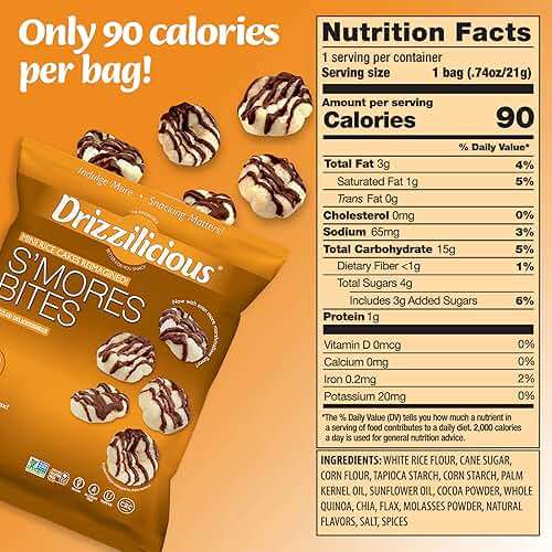 Drizzilicious Mini Rice Cakes Variety Pack - Rice Crisps, Healthy Snack for Adults and Kids, Flavored Rice Cakes, Vegan, Gluten Free, Allergen Free, Only 90 Calories Per Bag - .74 oz (Pack of 32) - Image 2