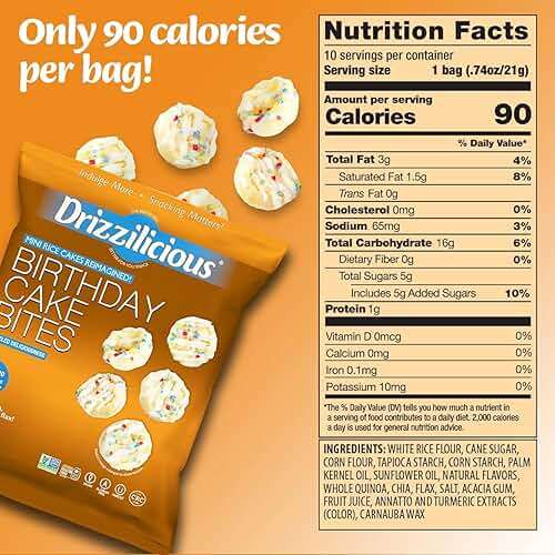 Drizzilicious Mini Rice Cakes Variety Pack - Rice Crisps, Healthy Snack for Adults and Kids, Flavored Rice Cakes, Vegan, Gluten Free, Allergen Free, Only 90 Calories Per Bag - .74 oz (Pack of 32) - Image 5