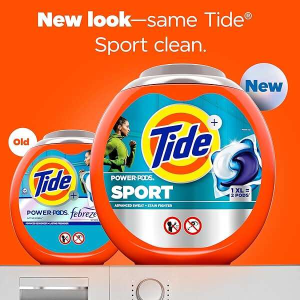 Tide Power Pods Sport Laundry Detergent Pacs, 63 Count, Advanced Sweat + Stain Fighter - Image 2
