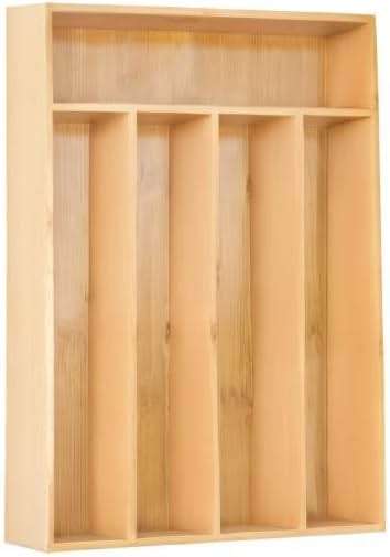 Besilord Silverware Organizer Kitchen Drawer Organizer Utensil Organizer Bamboo Silverware Holder Cutlery Organizer in Drawer Flatware Organizer Tray(5 slots, Natural - Image 7