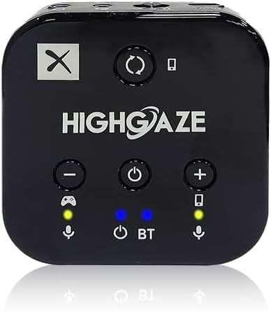 HIGHGAZE Bluetooth Chat & Play Audio Mixer Accessory for Switch 2 Game Streaming with Smartphone & PS4 PS5 or Xbox, Discord, Voice call to Headset with aptX Audio, Adjust Game Volume Balance - Image 1