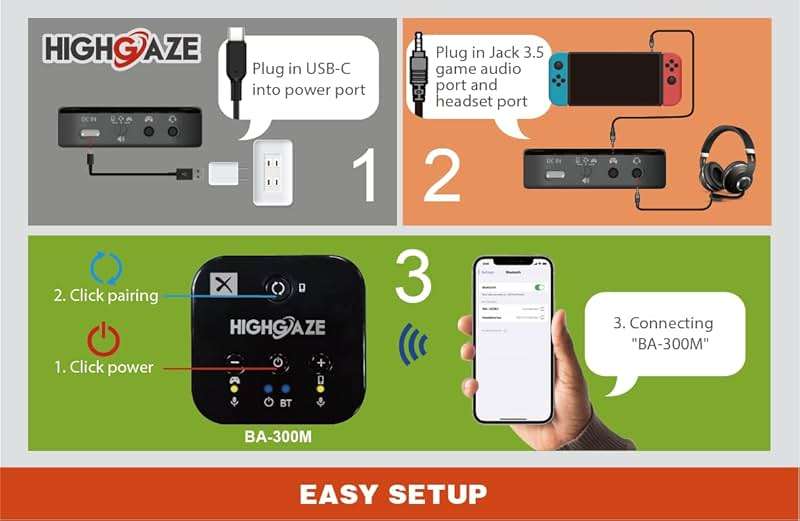 HIGHGAZE Bluetooth Chat & Play Audio Mixer Accessory for Switch 2 Game Streaming with Smartphone & PS4 PS5 or Xbox, Discord, Voice call to Headset with aptX Audio, Adjust Game Volume Balance - Image 5