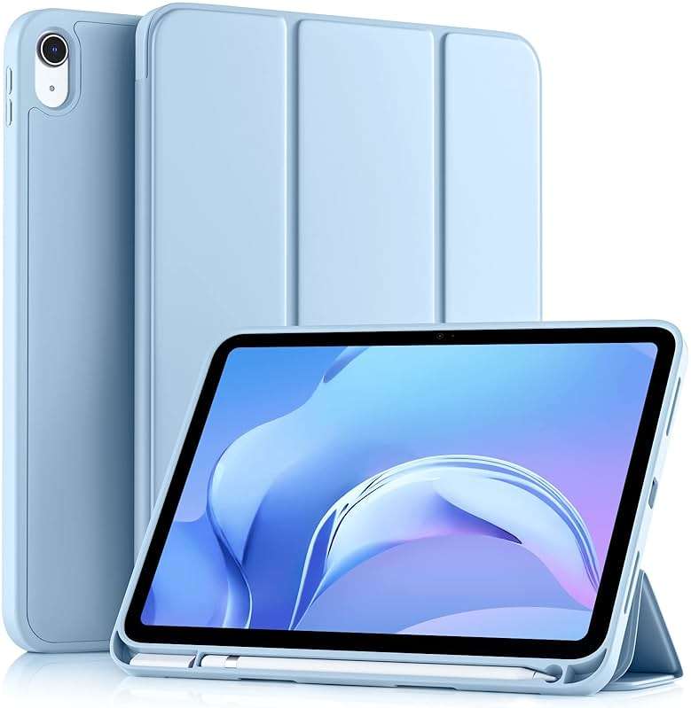 Akkerds Compatible with iPad (A16) 11th Generation Case 11 Inch 2025, for iPad 10th Generation Case 10.9 Inch 2022 with Pencil Holder, Slim Trifold Stand Protective Cover with Soft TPU Back, Sky Blue - Image 1