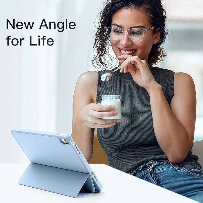Akkerds Compatible with iPad (A16) 11th Generation Case 11 Inch 2025, for iPad 10th Generation Case 10.9 Inch 2022 with Pencil Holder, Slim Trifold Stand Protective Cover with Soft TPU Back, Sky Blue - Image 2
