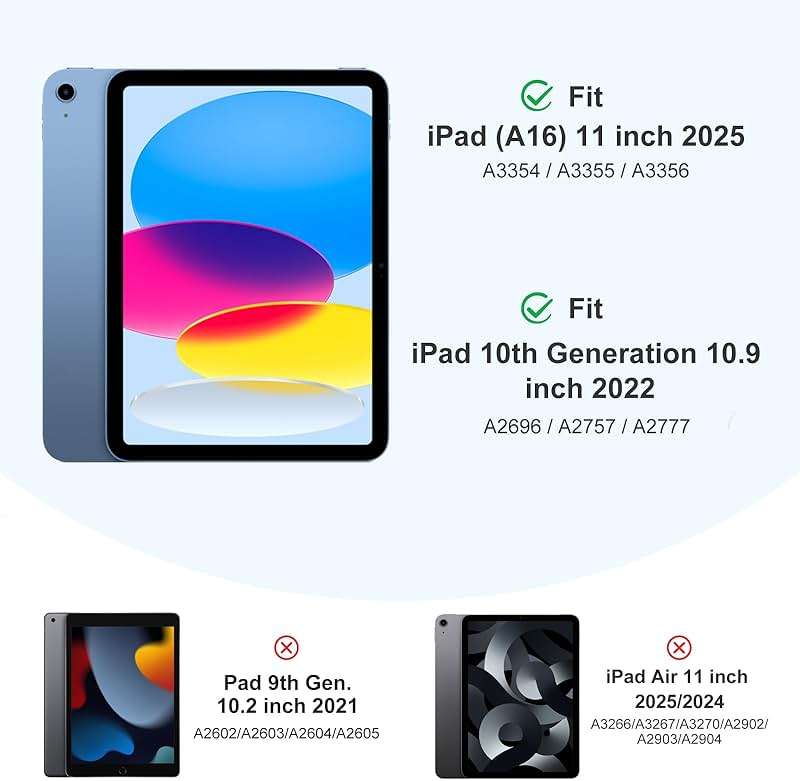 Akkerds Compatible with iPad (A16) 11th Generation Case 11 Inch 2025, for iPad 10th Generation Case 10.9 Inch 2022 with Pencil Holder, Slim Trifold Stand Protective Cover with Soft TPU Back, Sky Blue - Image 3
