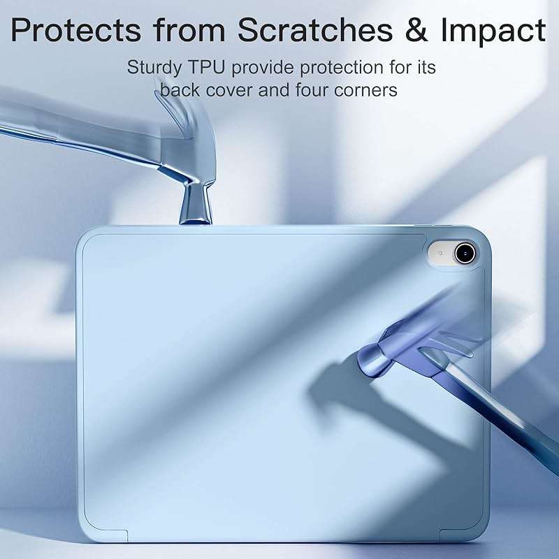 Akkerds Compatible with iPad (A16) 11th Generation Case 11 Inch 2025, for iPad 10th Generation Case 10.9 Inch 2022 with Pencil Holder, Slim Trifold Stand Protective Cover with Soft TPU Back, Sky Blue - Image 7