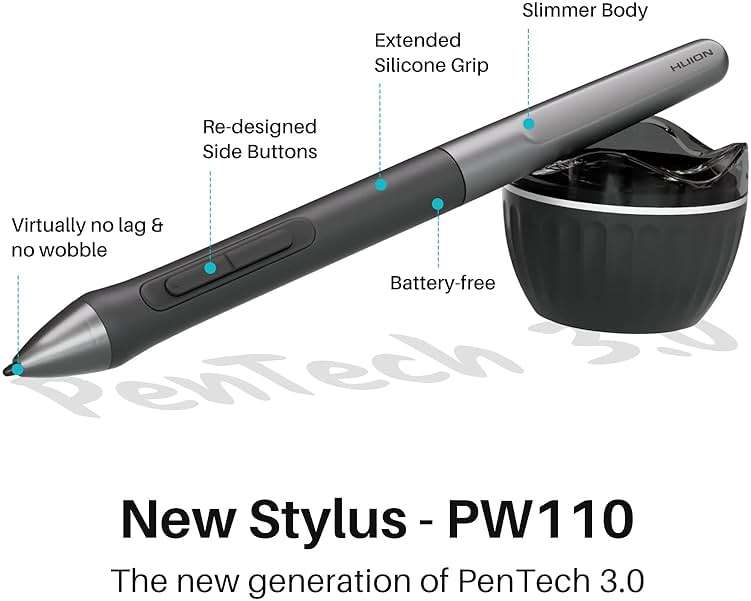 2023 HUION Inspiroy 2 Large Drawing Tablet, 10x6inch Art Tablet with Scroll Wheel 3-Set 8 Customized Keys Battery-Free Stylus, Graphics Tablet for Drawing, Design, Work with Mac, PC & Mobile, Black - Image 2