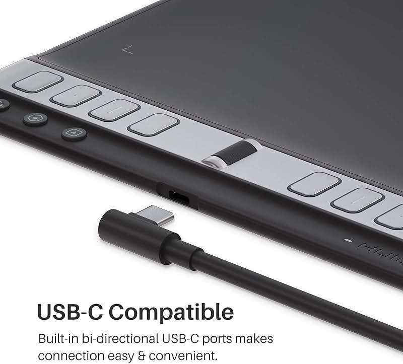 2023 HUION Inspiroy 2 Large Drawing Tablet, 10x6inch Art Tablet with Scroll Wheel 3-Set 8 Customized Keys Battery-Free Stylus, Graphics Tablet for Drawing, Design, Work with Mac, PC & Mobile, Black - Image 6