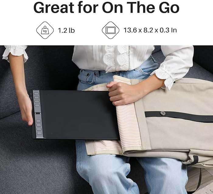 2023 HUION Inspiroy 2 Large Drawing Tablet, 10x6inch Art Tablet with Scroll Wheel 3-Set 8 Customized Keys Battery-Free Stylus, Graphics Tablet for Drawing, Design, Work with Mac, PC & Mobile, Black - Image 9