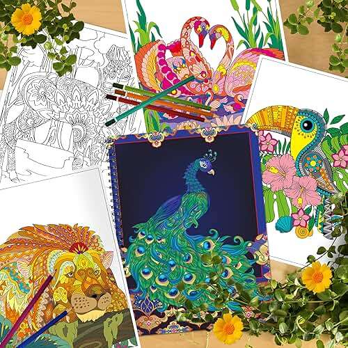 Kalysky Adult Coloring Books Set:3 Coloring Books for Adults Animal Flowers & Other Themes Designs.Coloring Books for Adults to Relax and Relieve Anxiety - Image 5