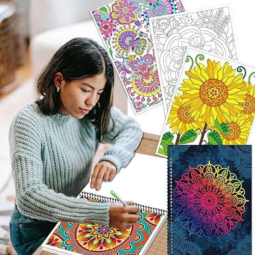 Kalysky Adult Coloring Books Set:3 Coloring Books for Adults Animal Flowers & Other Themes Designs.Coloring Books for Adults to Relax and Relieve Anxiety - Image 6