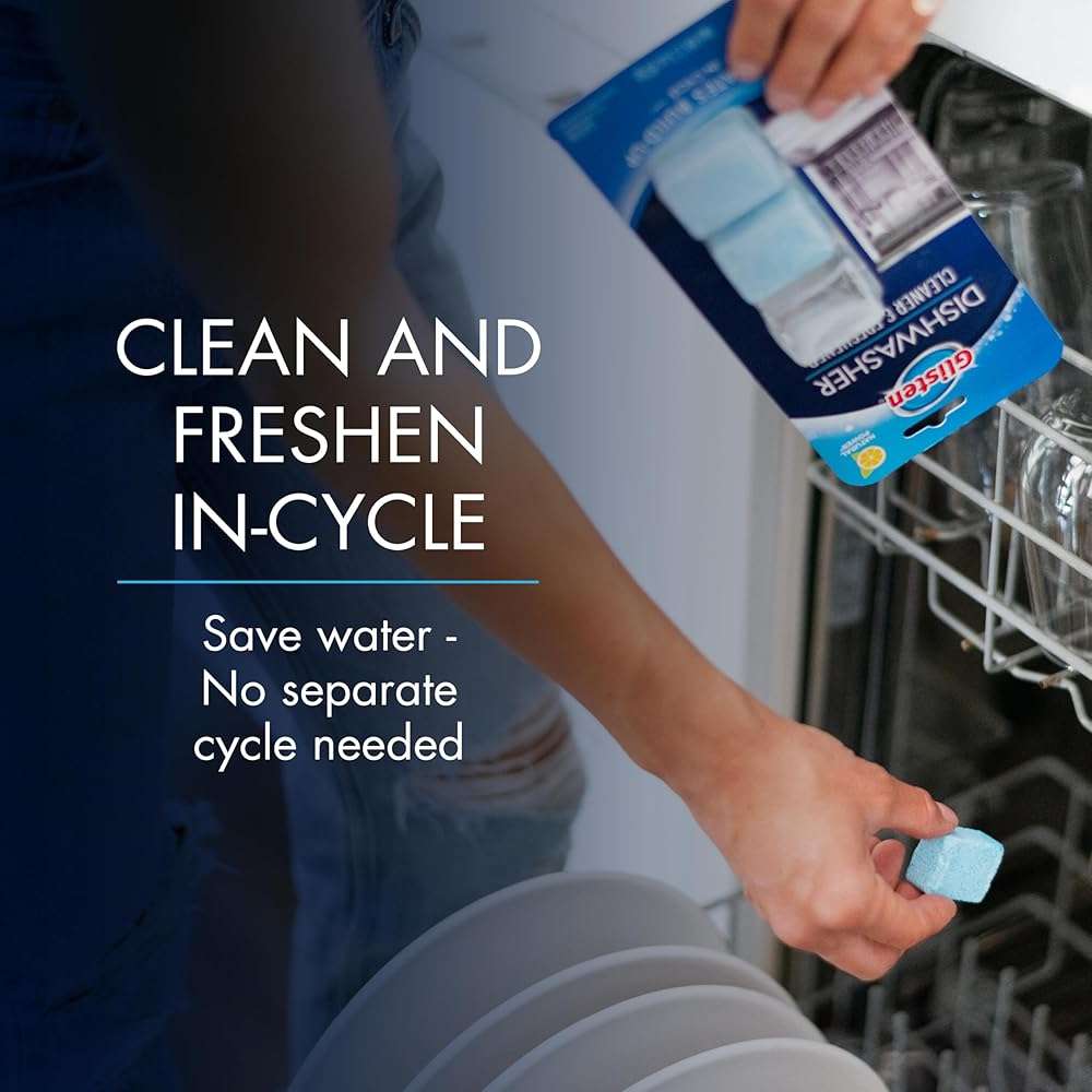Glisten Dishwasher Cleaner and Freshener Deodorizer, Cleans and Freshens During Wash Cycle, Made in the USA, Lemon Scent, 9 Tablets - Image 5