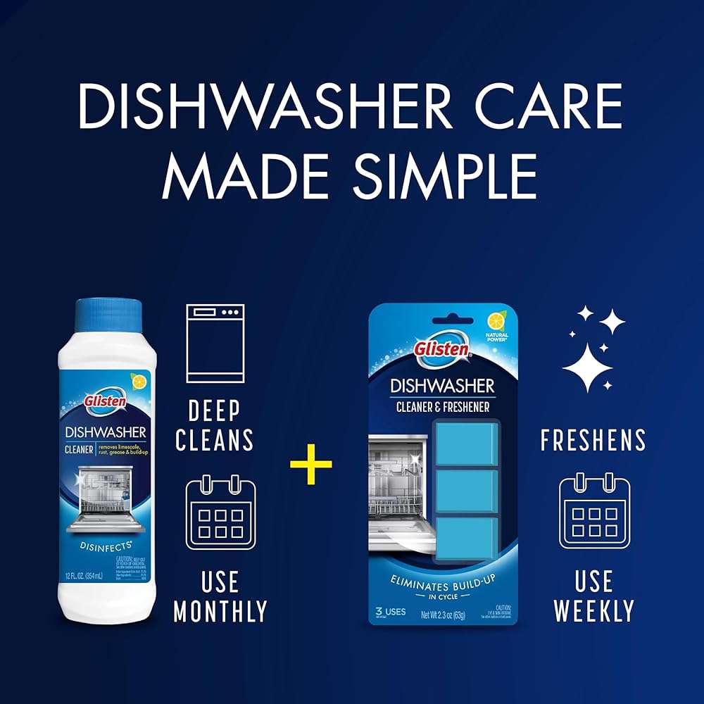Glisten Dishwasher Cleaner and Freshener Deodorizer, Cleans and Freshens During Wash Cycle, Made in the USA, Lemon Scent, 9 Tablets - Image 7