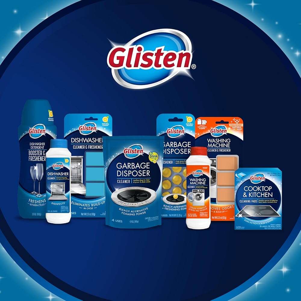 Glisten Dishwasher Cleaner and Freshener Deodorizer, Cleans and Freshens During Wash Cycle, Made in the USA, Lemon Scent, 9 Tablets - Image 8