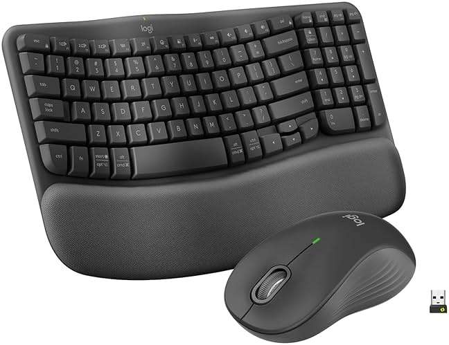 Logitech Wave Keys MK670 Combo, Wireless Ergonomic Keyboard with Signature M550 L Wireless Mouse, Comfortable Natural Typing, Bluetooth, Logi Bolt, for Multi-OS, Windows/Mac - Graphite - Image 1