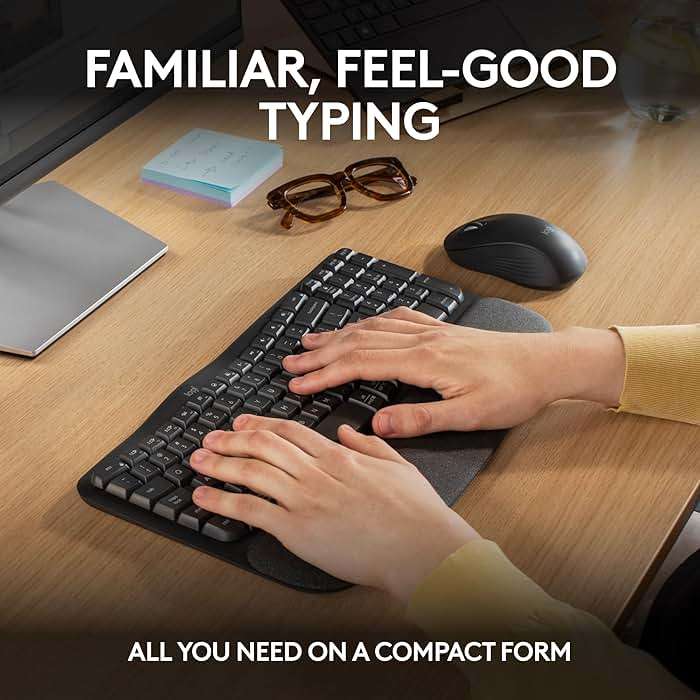 Logitech Wave Keys MK670 Combo, Wireless Ergonomic Keyboard with Signature M550 L Wireless Mouse, Comfortable Natural Typing, Bluetooth, Logi Bolt, for Multi-OS, Windows/Mac - Graphite - Image 3